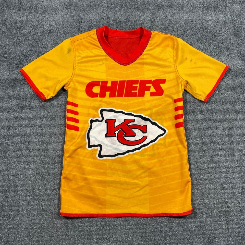 Kids Youth NFL Kansas City Chiefs Flag Football Jersey Yellow Red Size S
